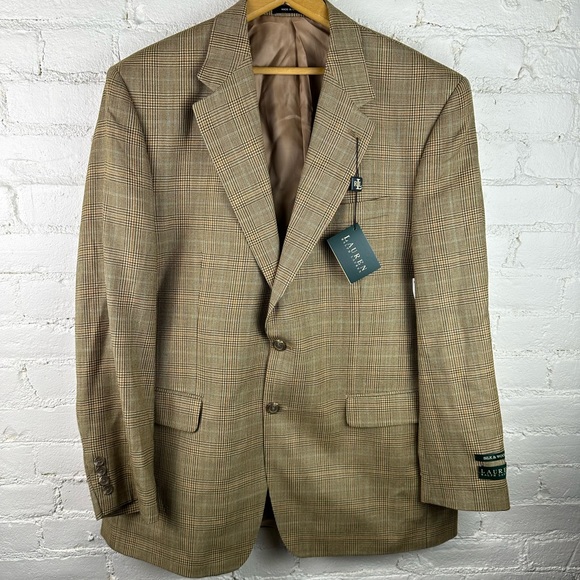 Lauren Ralph Lauren Brown Plaid Sports Coat Blazer Jacket 43 Reg NWT - Picture 1 of 11